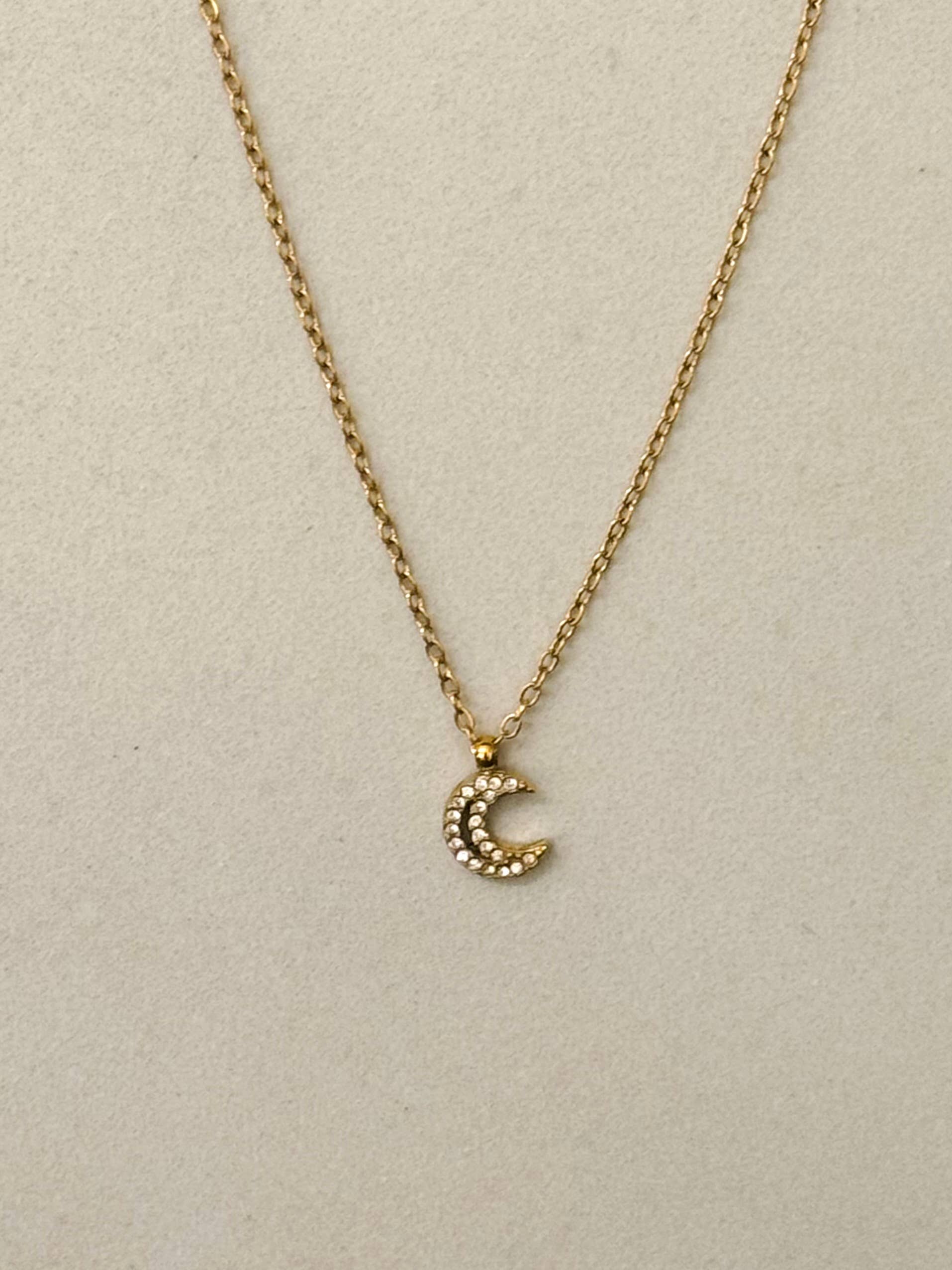 Colar Minimalista Lua com Pedras de Zircónio